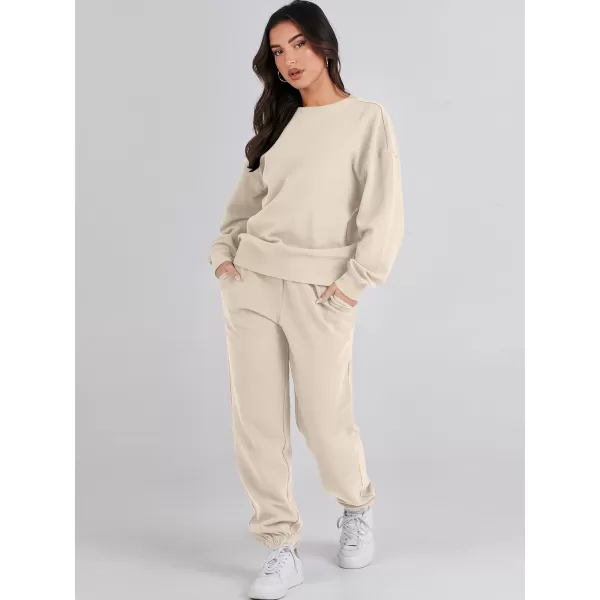 imageANRABESS Womens Two Piece Outfits Sweatsuit Lounge Matching Sets Sweatshirt Jogger Pants Sweat Set TracksuitKhaki
