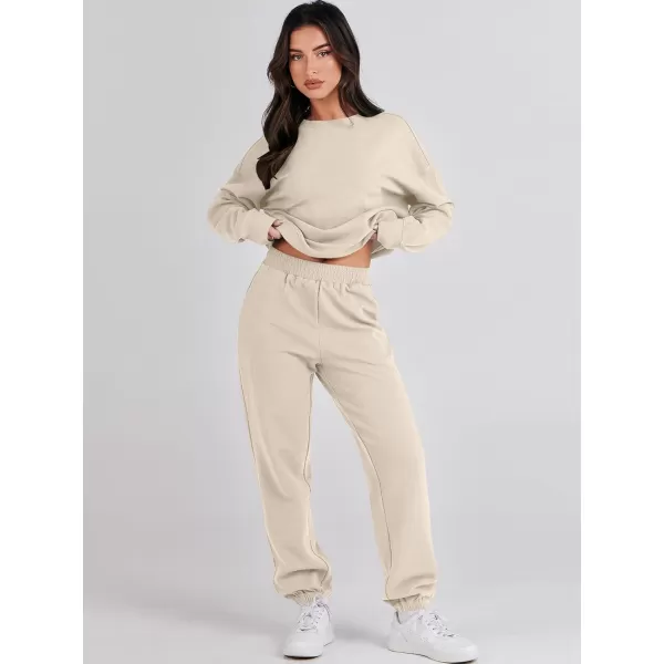 imageANRABESS Womens Two Piece Outfits Sweatsuit Lounge Matching Sets Sweatshirt Jogger Pants Sweat Set TracksuitKhaki
