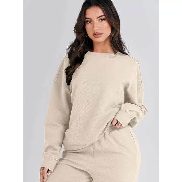 imageANRABESS Womens Two Piece Outfits Sweatsuit Lounge Matching Sets Sweatshirt Jogger Pants Sweat Set TracksuitKhaki