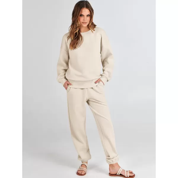 imageANRABESS Womens Two Piece Outfits Sweatsuit Lounge Matching Sets Sweatshirt Jogger Pants Sweat Set TracksuitKhaki