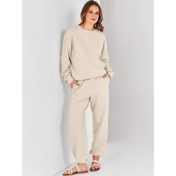 imageANRABESS Womens Two Piece Outfits Sweatsuit Lounge Matching Sets Sweatshirt Jogger Pants Sweat Set TracksuitKhaki