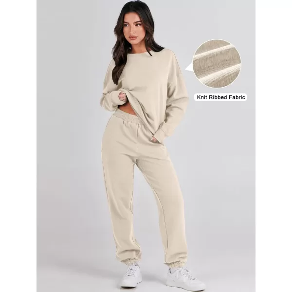 imageANRABESS Womens Two Piece Outfits Sweatsuit Lounge Matching Sets Sweatshirt Jogger Pants Sweat Set TracksuitKhaki