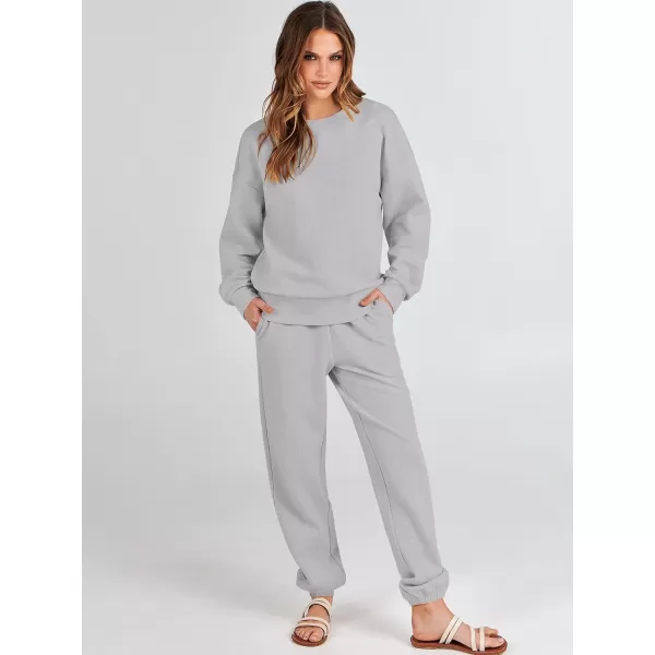 imageANRABESS Womens Two Piece Outfits Sweatsuit Lounge Matching Sets Sweatshirt Jogger Pants Sweat Set TracksuitLight Grey