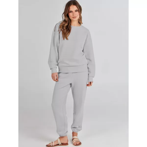 imageANRABESS Womens Two Piece Outfits Sweatsuit Lounge Matching Sets Sweatshirt Jogger Pants Sweat Set TracksuitLight Grey