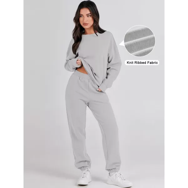 imageANRABESS Womens Two Piece Outfits Sweatsuit Lounge Matching Sets Sweatshirt Jogger Pants Sweat Set TracksuitLight Grey