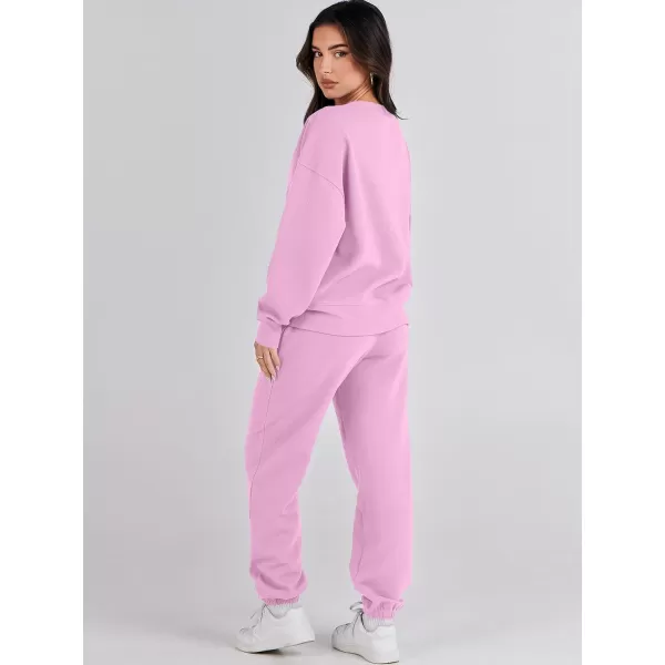 imageANRABESS Womens Two Piece Outfits Sweatsuit Lounge Matching Sets Sweatshirt Jogger Pants Sweat Set TracksuitPink