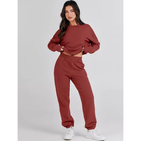 imageANRABESS Womens Two Piece Outfits Sweatsuit Lounge Matching Sets Sweatshirt Jogger Pants Sweat Set TracksuitRed