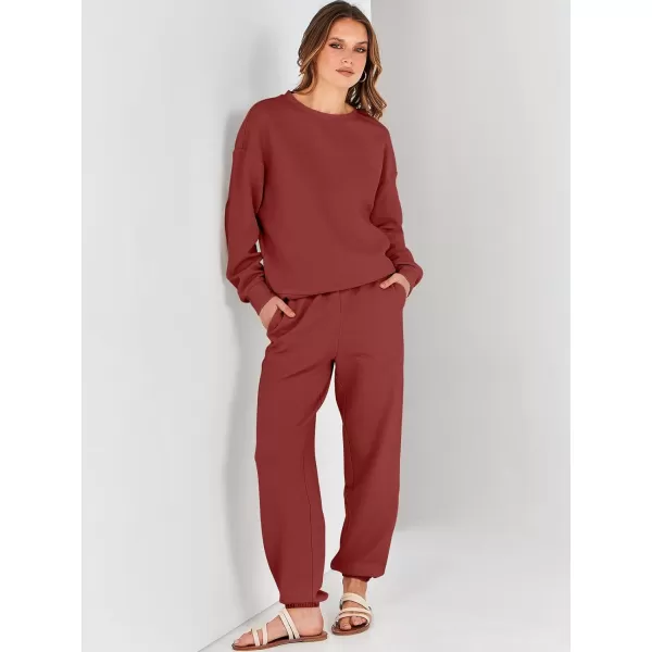 imageANRABESS Womens Two Piece Outfits Sweatsuit Lounge Matching Sets Sweatshirt Jogger Pants Sweat Set TracksuitRed