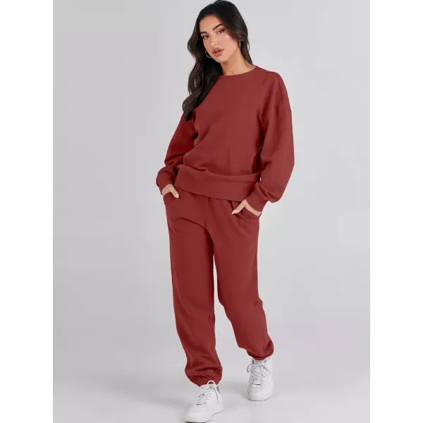 imageANRABESS Womens Two Piece Outfits Sweatsuit Lounge Matching Sets Sweatshirt Jogger Pants Sweat Set TracksuitRed