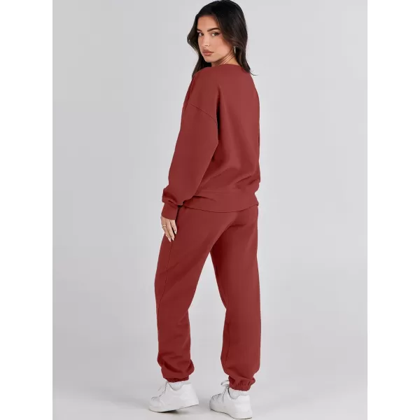 imageANRABESS Womens Two Piece Outfits Sweatsuit Lounge Matching Sets Sweatshirt Jogger Pants Sweat Set TracksuitRed