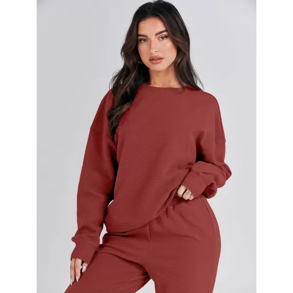 imageANRABESS Womens Two Piece Outfits Sweatsuit Lounge Matching Sets Sweatshirt Jogger Pants Sweat Set TracksuitRed