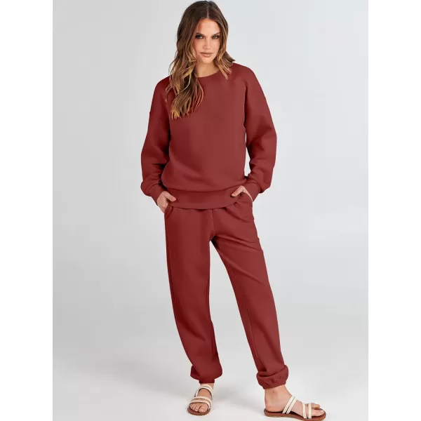 imageANRABESS Womens Two Piece Outfits Sweatsuit Lounge Matching Sets Sweatshirt Jogger Pants Sweat Set TracksuitRed