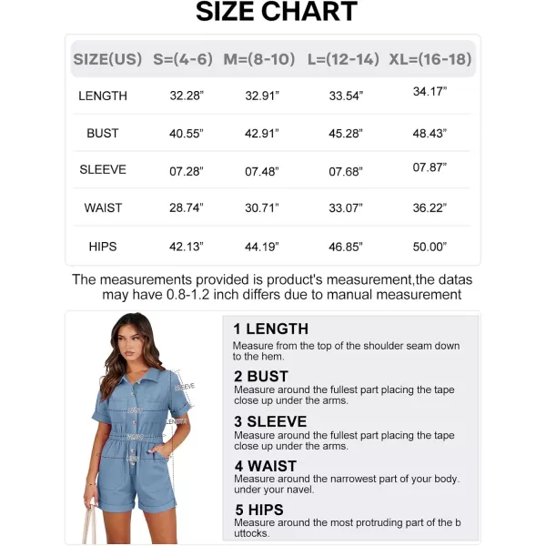 imageANRABESS Womens Utility Short Jumpsuits Cotton Cargo Rompers Button Down Denim Overalls with PocketsKhaki