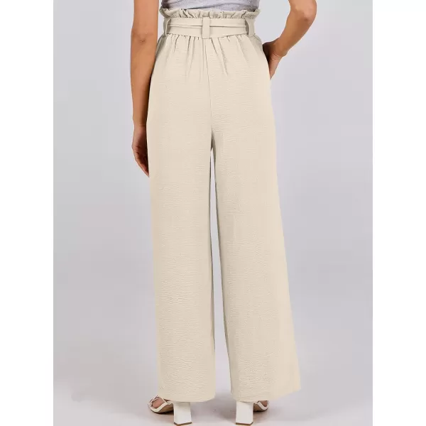 imageANRABESS Womens Wide Leg Palazzo Pants Belted High Waisted Business Casual Long Trousers with PocketsBeige