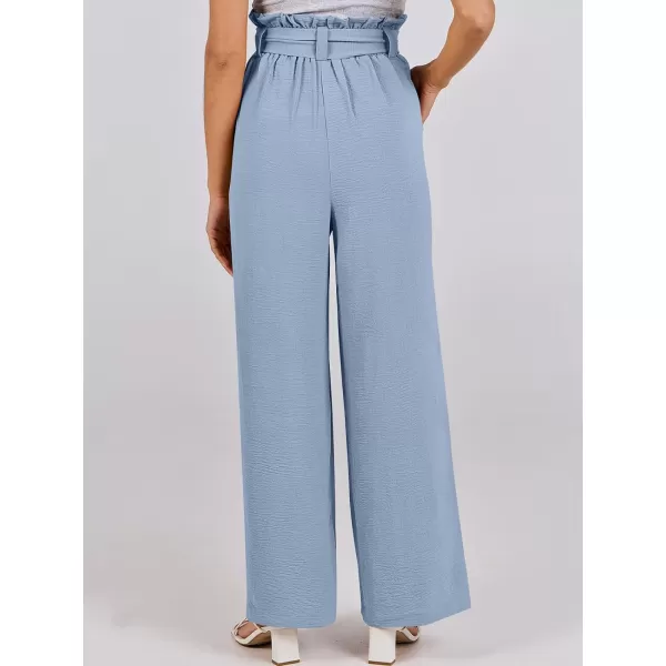 imageANRABESS Womens Wide Leg Palazzo Pants Belted High Waisted Business Casual Long Trousers with PocketsBlue