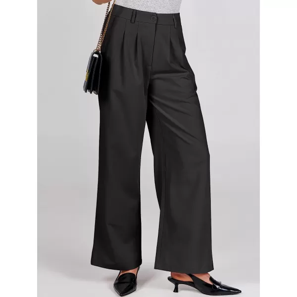 imageANRABESS Womens Wide Leg Pants High Waisted Business Work Trousers Long Straight Suit Pants Slack TrousersBlack