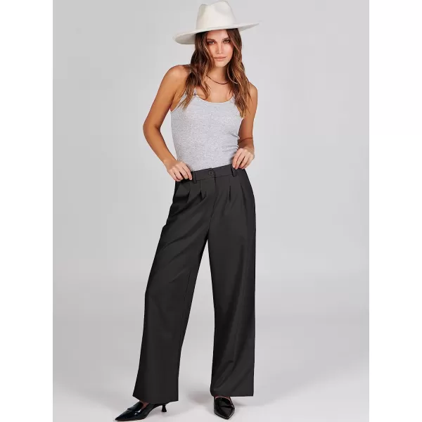 imageANRABESS Womens Wide Leg Pants High Waisted Business Work Trousers Long Straight Suit Pants Slack TrousersBlack