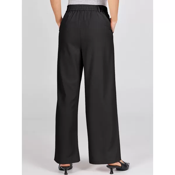 imageANRABESS Womens Wide Leg Pants High Waisted Business Work Trousers Long Straight Suit Pants Slack TrousersBlack