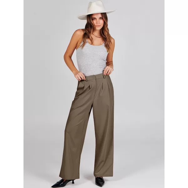 imageANRABESS Womens Wide Leg Pants High Waisted Business Work Trousers Long Straight Suit Pants Slack TrousersCoffee