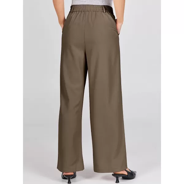 imageANRABESS Womens Wide Leg Pants High Waisted Business Work Trousers Long Straight Suit Pants Slack TrousersCoffee