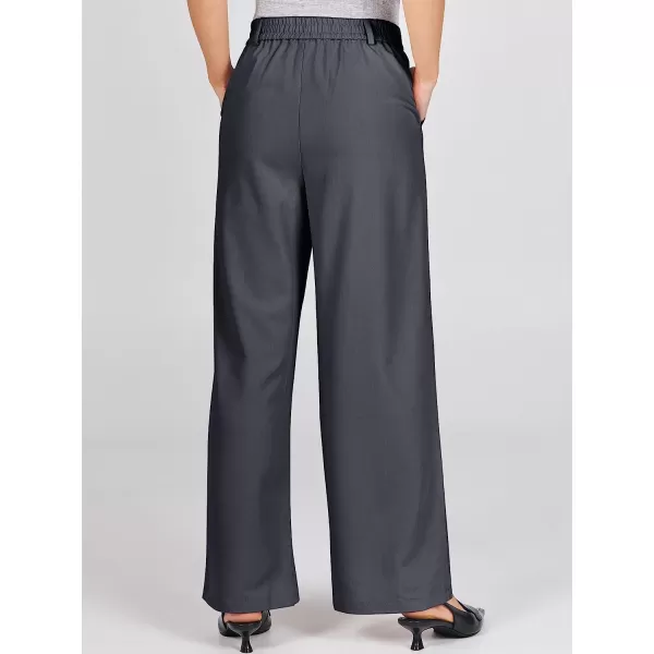 imageANRABESS Womens Wide Leg Pants High Waisted Business Work Trousers Long Straight Suit Pants Slack TrousersDark Grey
