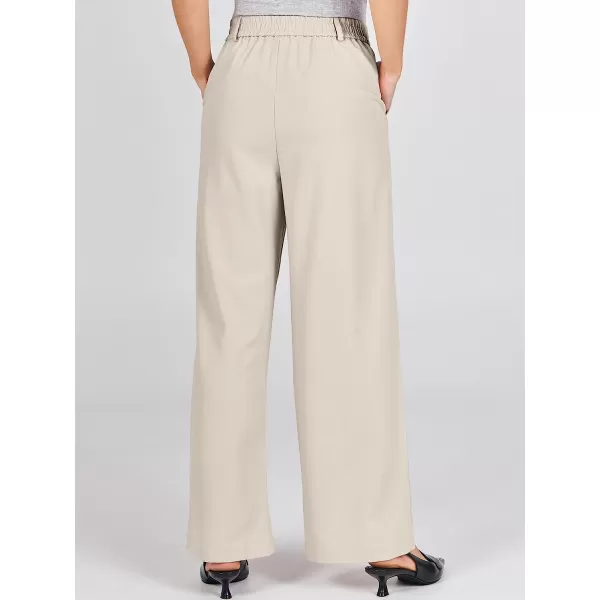 imageANRABESS Womens Wide Leg Pants High Waisted Business Work Trousers Long Straight Suit Pants Slack TrousersKahki