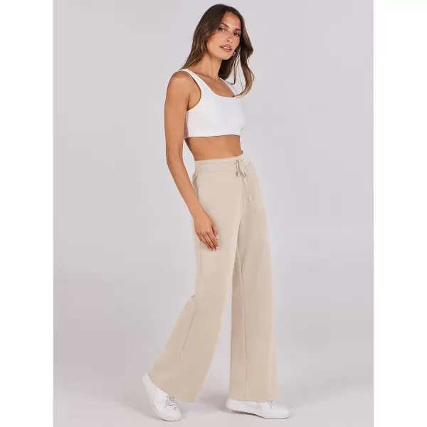 imageANRABESS Womens Wide Leg Sweatpants 2023 Fall Casual Loose High Wasited Straight Baggy Jogging Sweat PantsApricot