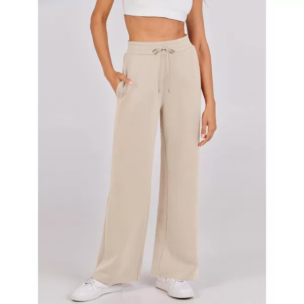 imageANRABESS Womens Wide Leg Sweatpants 2023 Fall Casual Loose High Wasited Straight Baggy Jogging Sweat PantsApricot