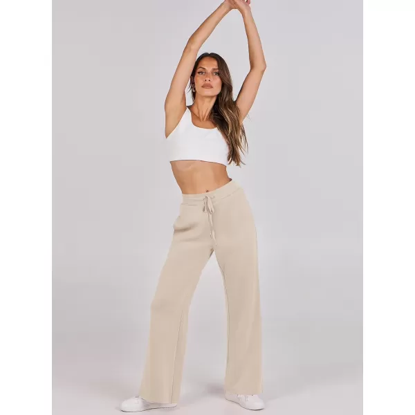 imageANRABESS Womens Wide Leg Sweatpants 2023 Fall Casual Loose High Wasited Straight Baggy Jogging Sweat PantsApricot