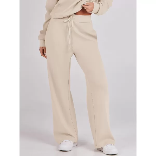 imageANRABESS Womens Wide Leg Sweatpants 2023 Fall Casual Loose High Wasited Straight Baggy Jogging Sweat PantsApricot