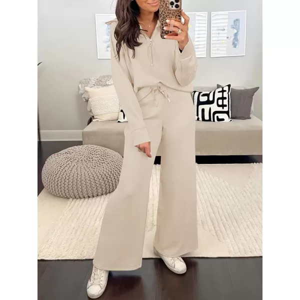 imageANRABESS Womens Wide Leg Sweatpants 2023 Fall Casual Loose High Wasited Straight Baggy Jogging Sweat PantsApricot