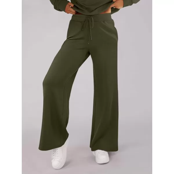 imageANRABESS Womens Wide Leg Sweatpants 2023 Fall Casual Loose High Wasited Straight Baggy Jogging Sweat PantsArmy Green