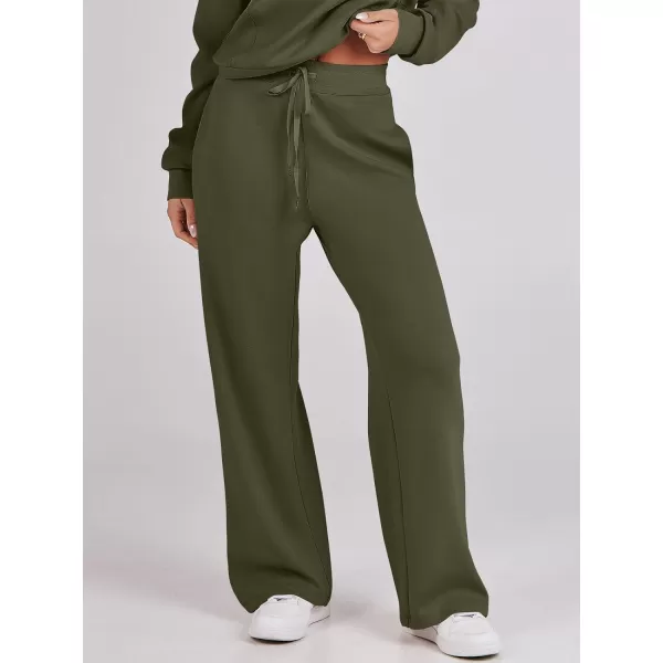 imageANRABESS Womens Wide Leg Sweatpants 2023 Fall Casual Loose High Wasited Straight Baggy Jogging Sweat PantsArmy Green