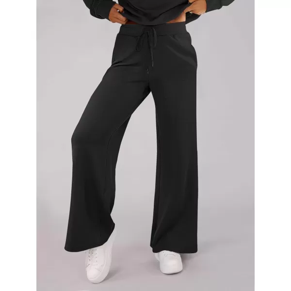 imageANRABESS Womens Wide Leg Sweatpants 2023 Fall Casual Loose High Wasited Straight Baggy Jogging Sweat PantsBlack
