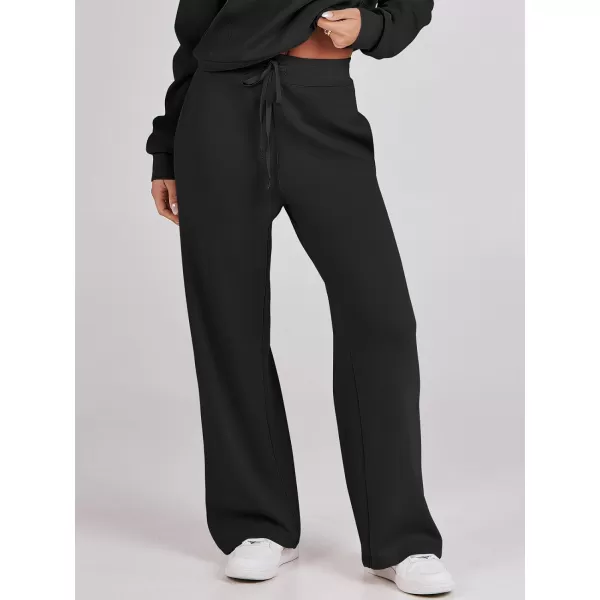imageANRABESS Womens Wide Leg Sweatpants 2023 Fall Casual Loose High Wasited Straight Baggy Jogging Sweat PantsBlack