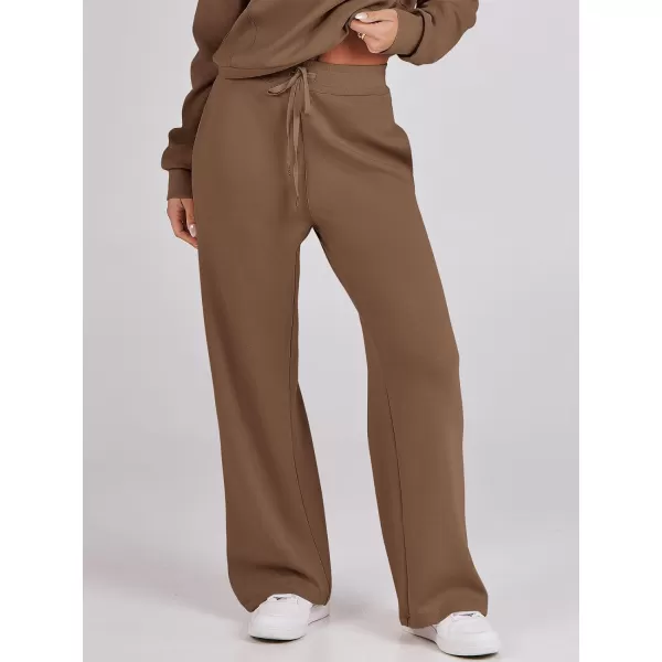 imageANRABESS Womens Wide Leg Sweatpants 2023 Fall Casual Loose High Wasited Straight Baggy Jogging Sweat PantsBrown