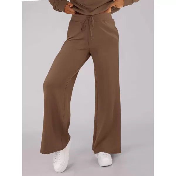 imageANRABESS Womens Wide Leg Sweatpants 2023 Fall Casual Loose High Wasited Straight Baggy Jogging Sweat PantsBrown
