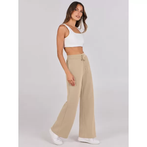 imageANRABESS Womens Wide Leg Sweatpants 2023 Fall Casual Loose High Wasited Straight Baggy Jogging Sweat PantsKhaki