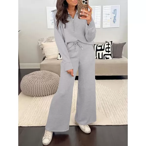 imageANRABESS Womens Wide Leg Sweatpants 2023 Fall Casual Loose High Wasited Straight Baggy Jogging Sweat PantsLight Grey