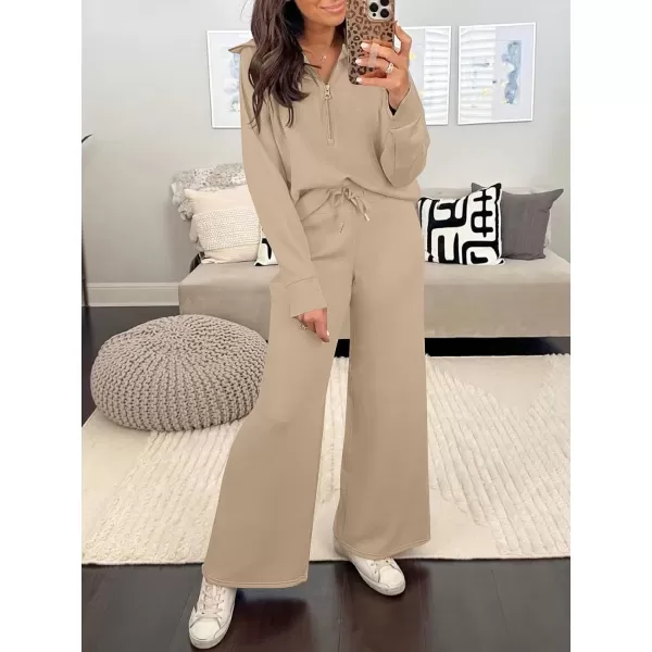 imageANRABESS Womens Wide Leg Sweatpants 2023 Fall Casual Loose High Wasited Straight Baggy Jogging Sweat PantsLight Khaki