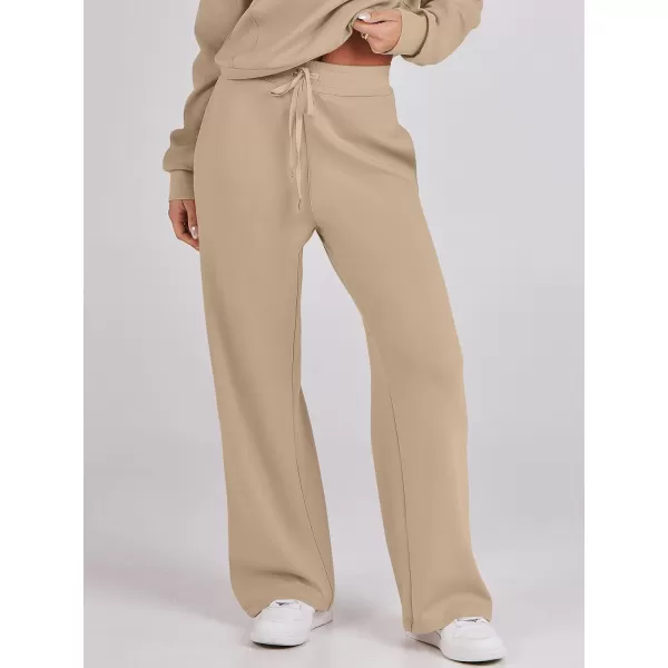 imageANRABESS Womens Wide Leg Sweatpants 2023 Fall Casual Loose High Wasited Straight Baggy Jogging Sweat PantsLight Khaki