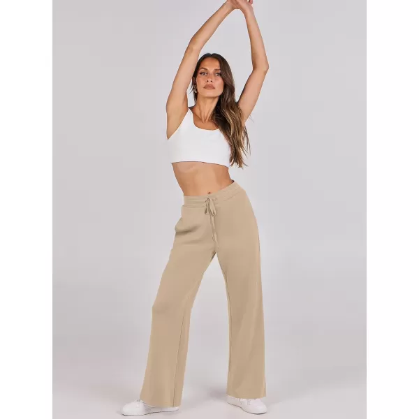 imageANRABESS Womens Wide Leg Sweatpants 2023 Fall Casual Loose High Wasited Straight Baggy Jogging Sweat PantsLight Khaki