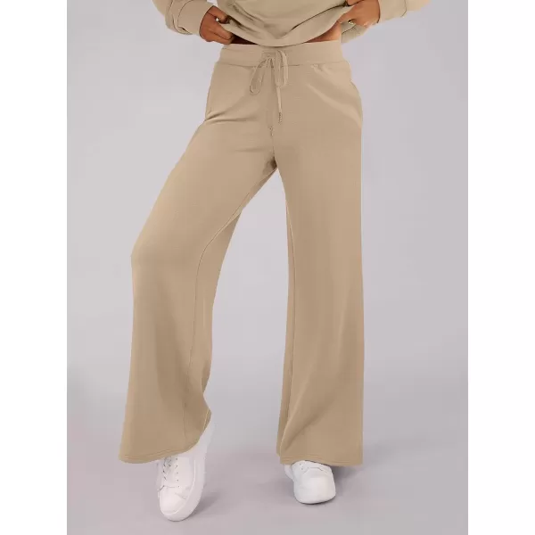 imageANRABESS Womens Wide Leg Sweatpants 2023 Fall Casual Loose High Wasited Straight Baggy Jogging Sweat PantsLight Khaki