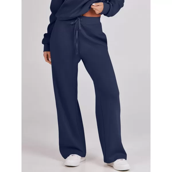 imageANRABESS Womens Wide Leg Sweatpants 2023 Fall Casual Loose High Wasited Straight Baggy Jogging Sweat PantsNavy Blue