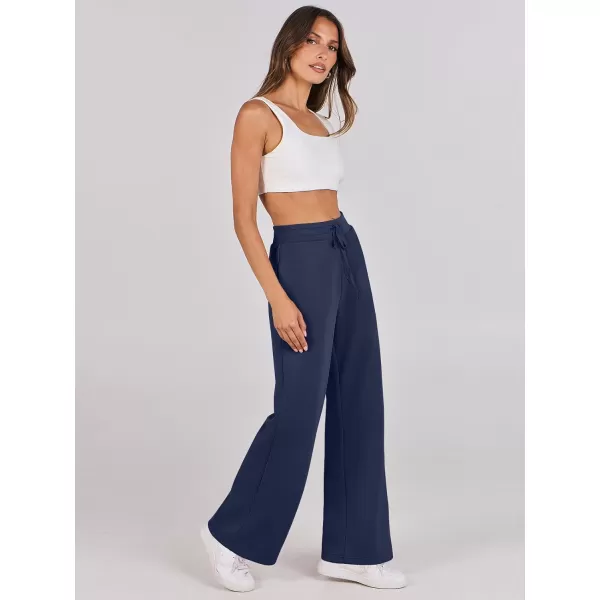imageANRABESS Womens Wide Leg Sweatpants 2023 Fall Casual Loose High Wasited Straight Baggy Jogging Sweat PantsNavy Blue