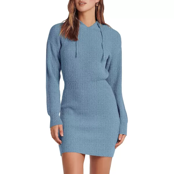 imageANRABESS Womens Winter Rib Knit Pullover Sweater 2023 Fashion Fall Dresses Long Sleeve Hooded Bodycon DressBlue
