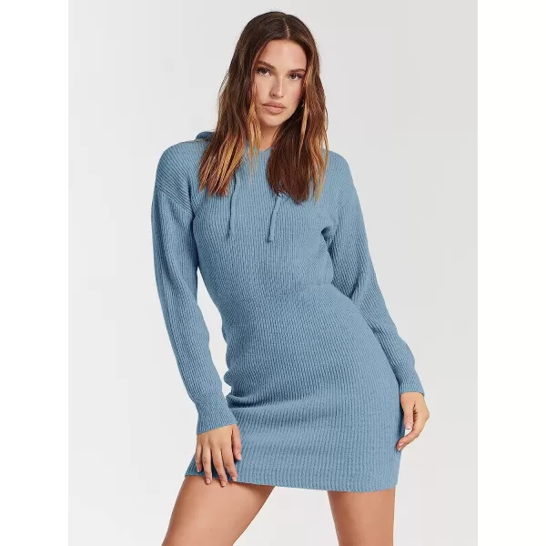 imageANRABESS Womens Winter Rib Knit Pullover Sweater 2023 Fashion Fall Dresses Long Sleeve Hooded Bodycon DressBlue