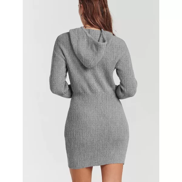 imageANRABESS Womens Winter Rib Knit Pullover Sweater 2023 Fashion Fall Dresses Long Sleeve Hooded Bodycon DressGray