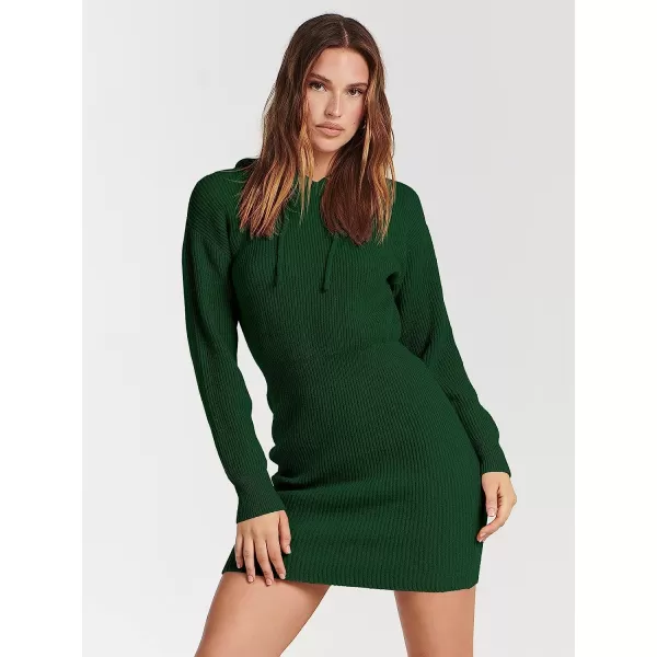 imageANRABESS Womens Winter Rib Knit Pullover Sweater 2023 Fashion Fall Dresses Long Sleeve Hooded Bodycon DressGreen