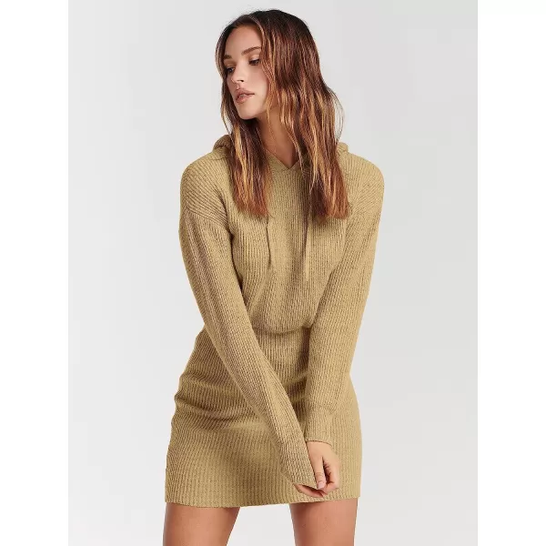 imageANRABESS Womens Winter Rib Knit Pullover Sweater 2023 Fashion Fall Dresses Long Sleeve Hooded Bodycon DressKhaki